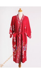 Kimono Bahan Shantung Dasar Merah